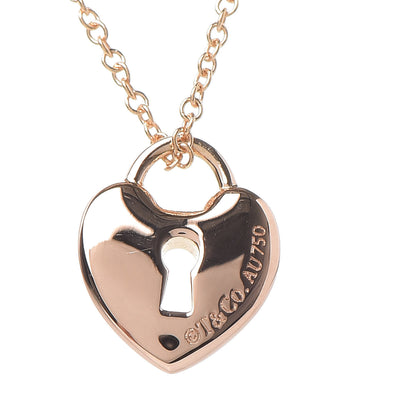 Tiffany 18K Rose Gold Mini Heart Lock Pendant Necklace 5 of 8