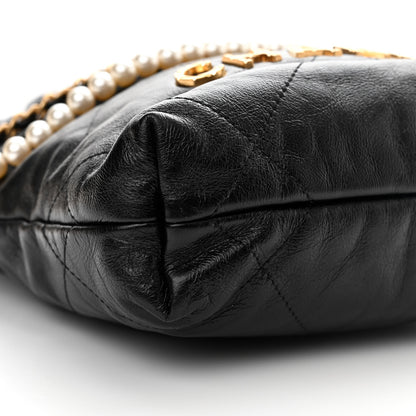 Chanel Shiny Crumpled Calfskin Quilted Pearl Mini Chanel 22 Black 8 of 9
