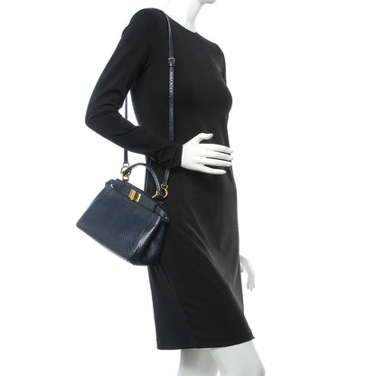 Fendi Python Mini Peekaboo Iconic Satchel Blue 2 of 14