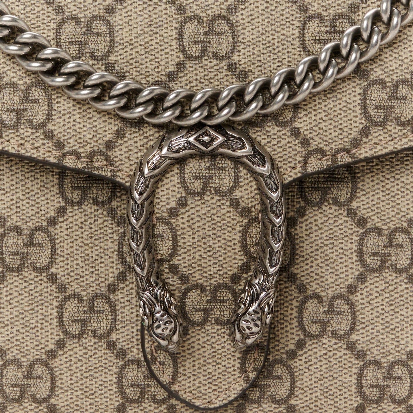 GG Supreme Monogram Mini Dionysus Chain Wallet Beige Taupe