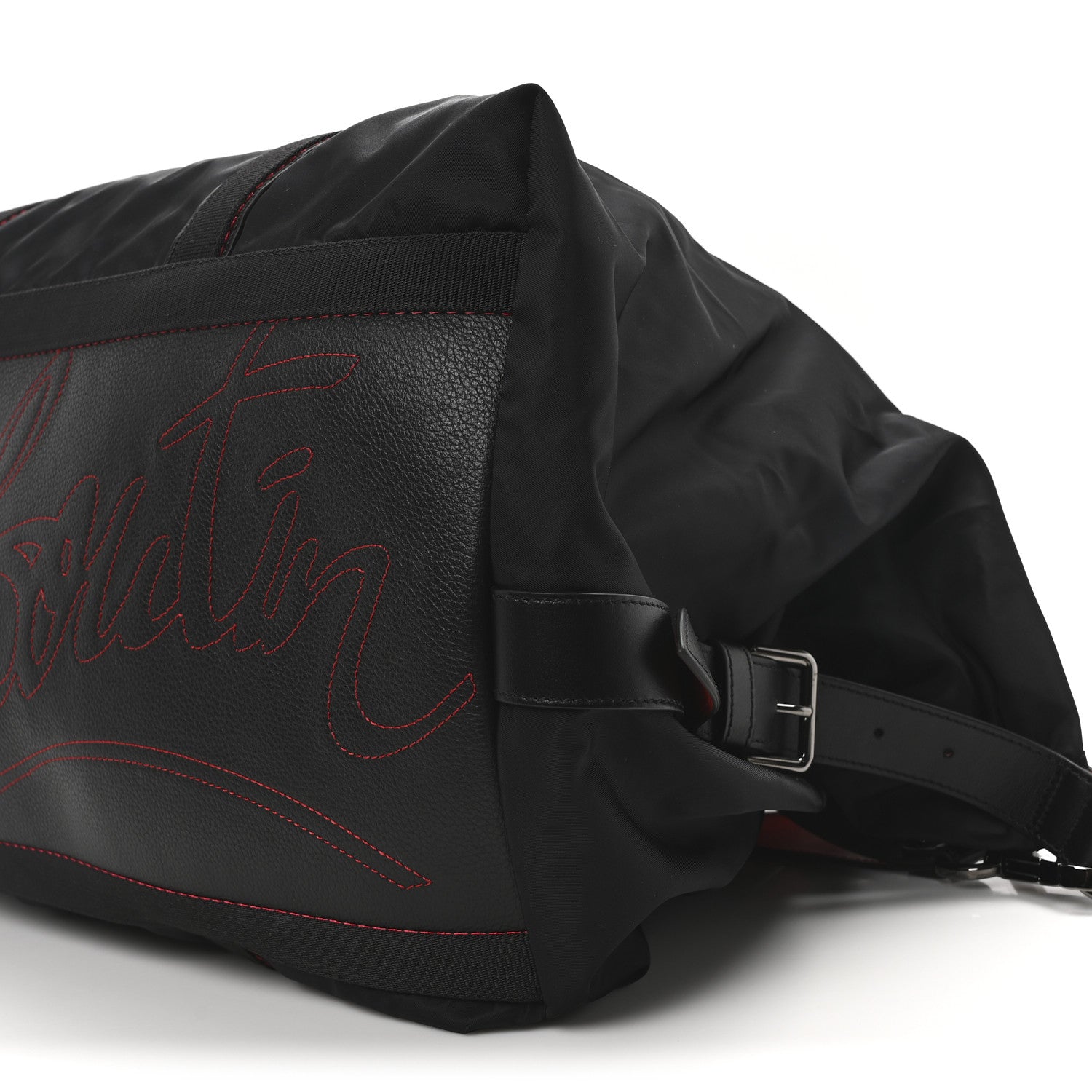 Christian Louboutin Nylon Calfskin Paris Loubcity Weekender Black Gunmetal 10 of 10