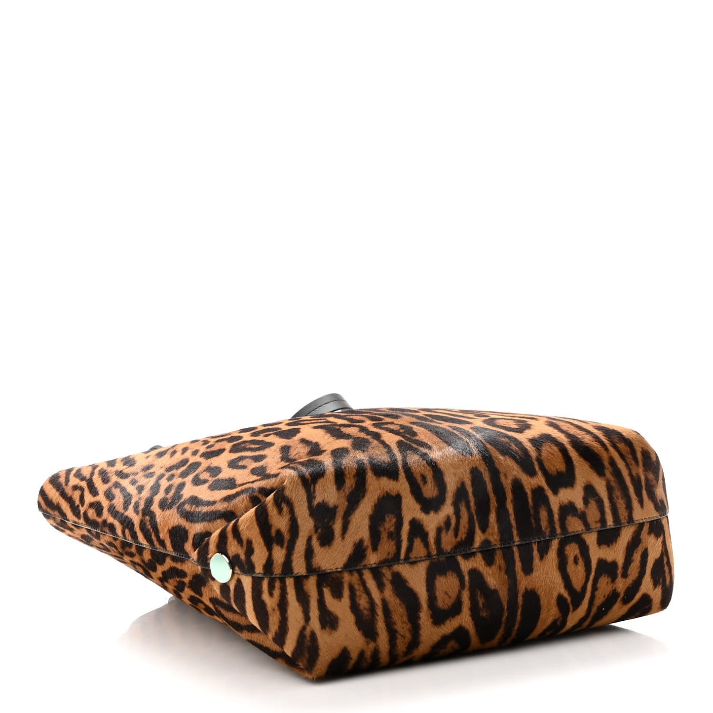 Calf Hair Leopard Print North South Tote Chocolate Brown Black Camel