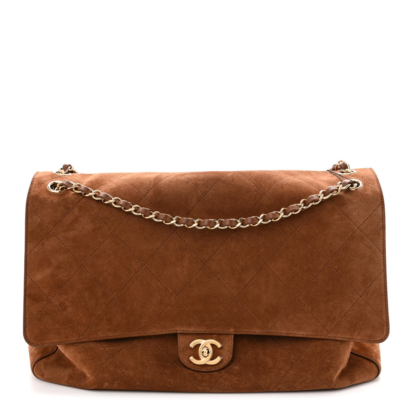 Suede Calfskin Souplissimo Maxi Flap Camel