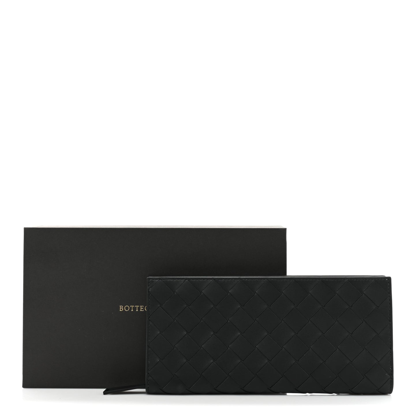 Nappa Intrecciato Zip Wallet Black