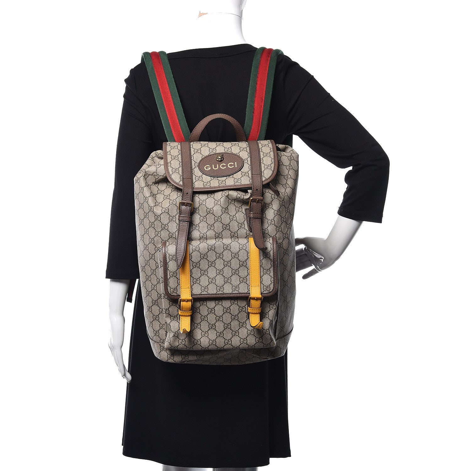 Gucci Soft GG Supreme Monogram Neo Vintage Double Buckle Backpack Beige New Acero Crop 2 of 11