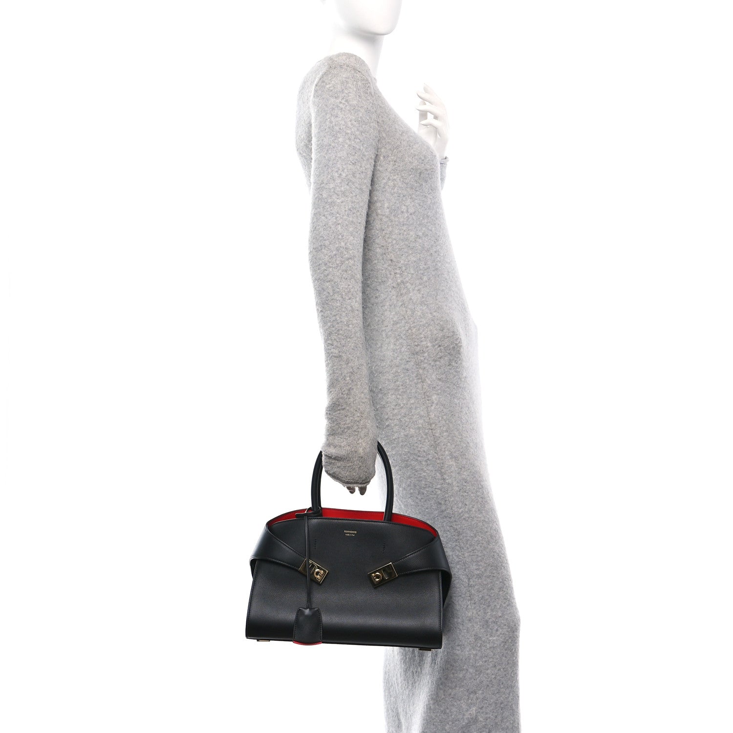 Salvatore Ferragamo Calfskin Small Hug Bag Black 2 of 10
