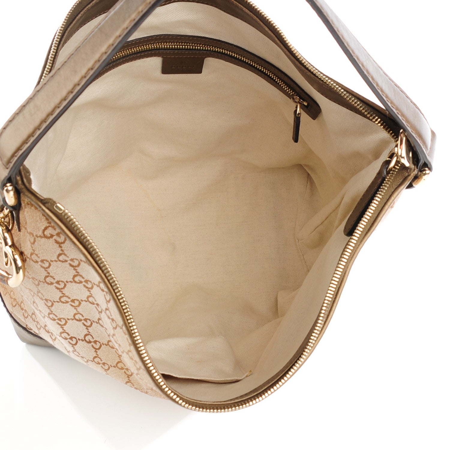 Gucci Monogram Lurex Medium Heart Bit Charm Hobo Bronze 5 of 7