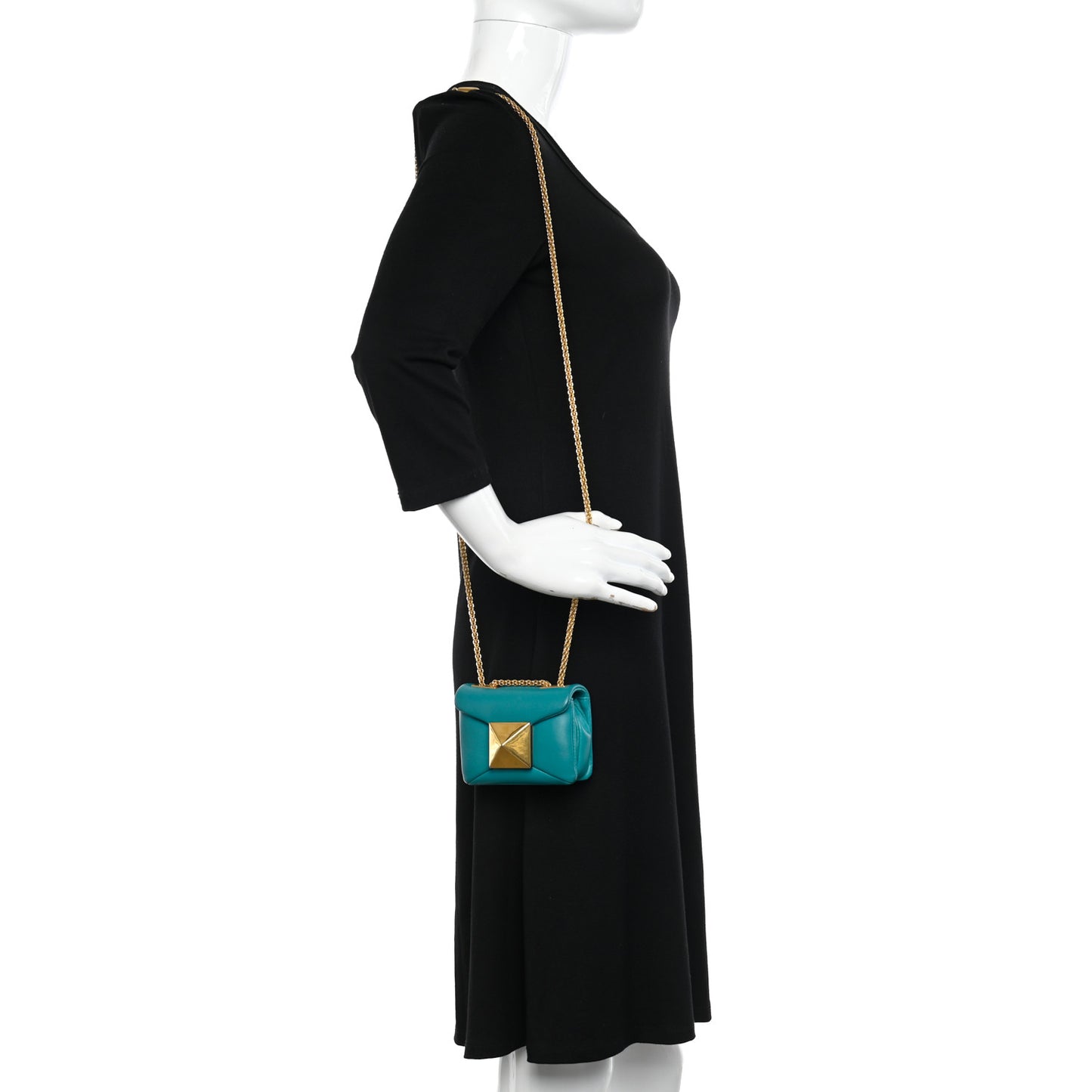 Nappa Micro One Stud Chain Bag Ultra Marine Green