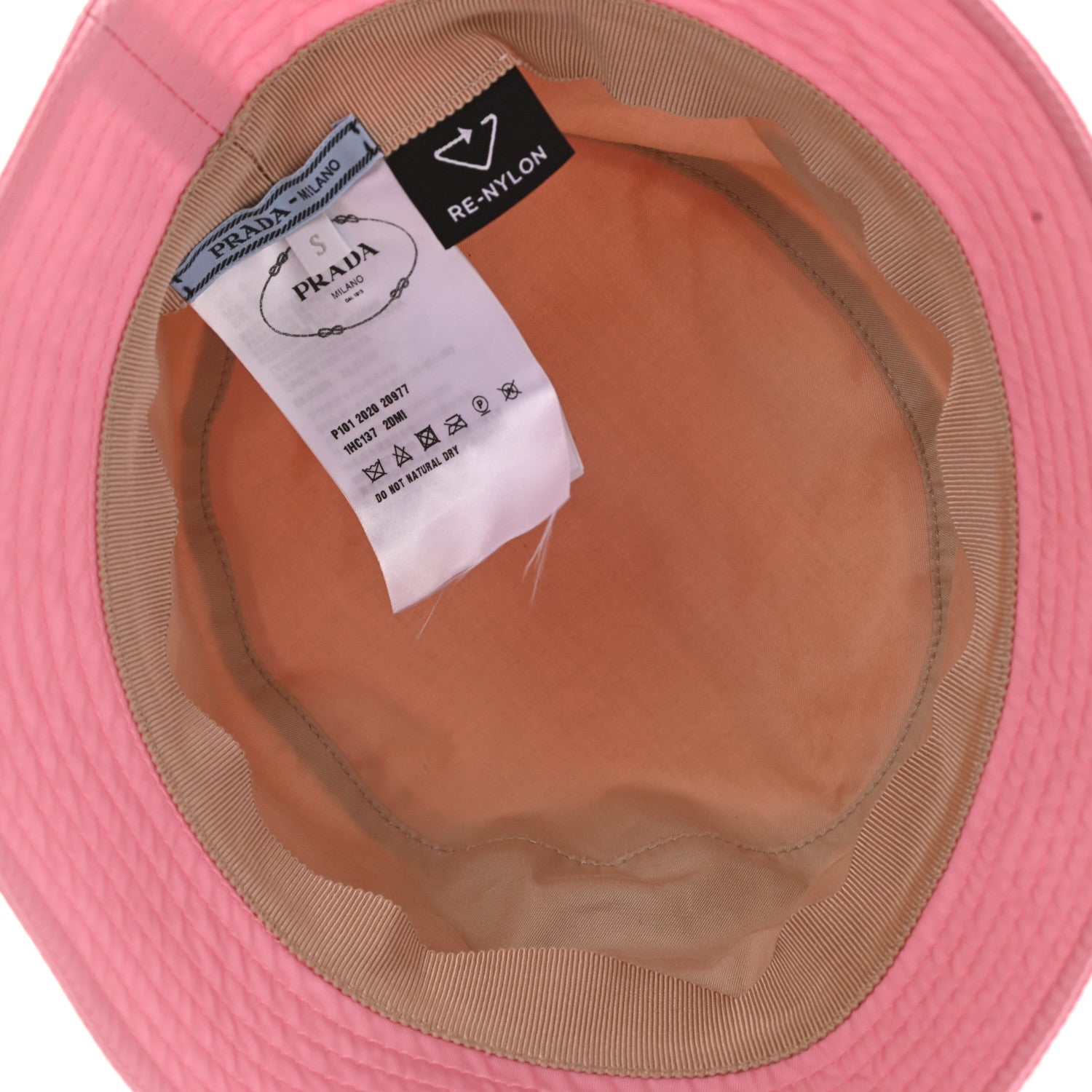 Prada Re-Nylon Metal Triangle Logo Womens Bucket Hat S Rosa 7 of 11