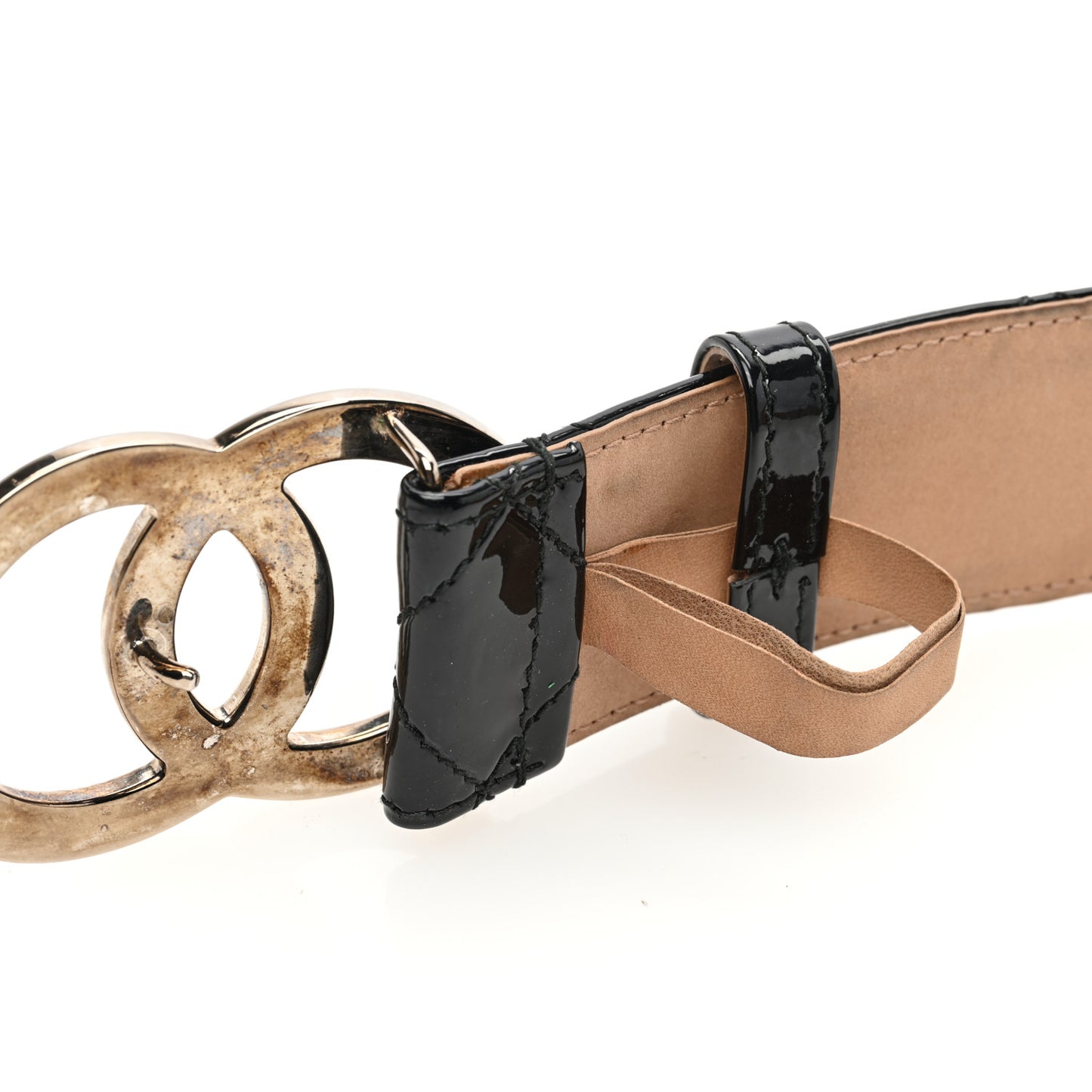 Patent Calfskin Quilted CC Belt 80 32 Black
