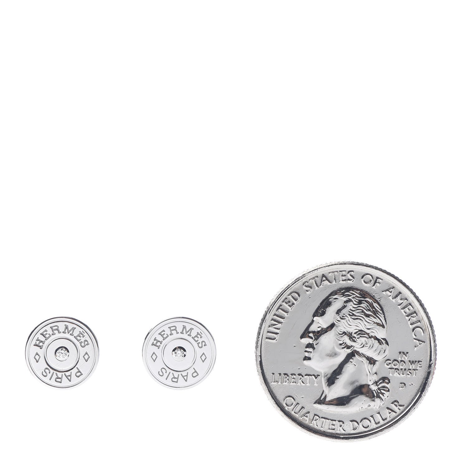 Hermes 18K White Gold Diamond Small Gambade Earrings 2 of 6