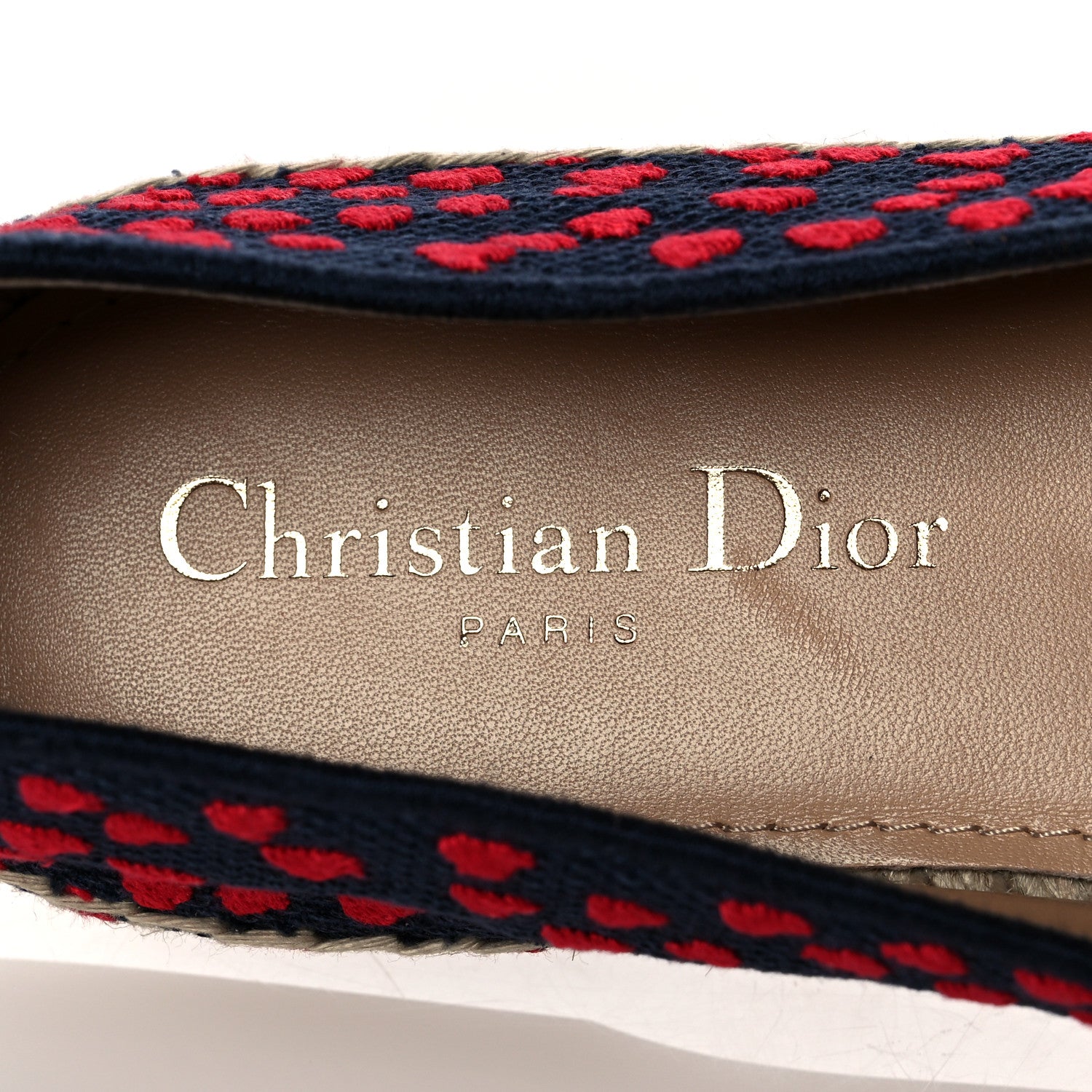 Christian Dior Cotton Embroidered Hearts Granville Espadrille 39.5 Blue Red 7 of 9