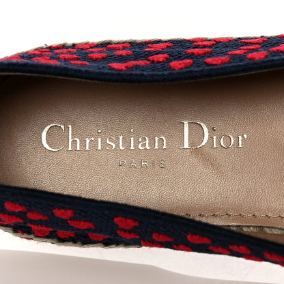 Christian Dior Cotton Embroidered Hearts Granville Espadrille 39.5 Blue Red 7 of 9