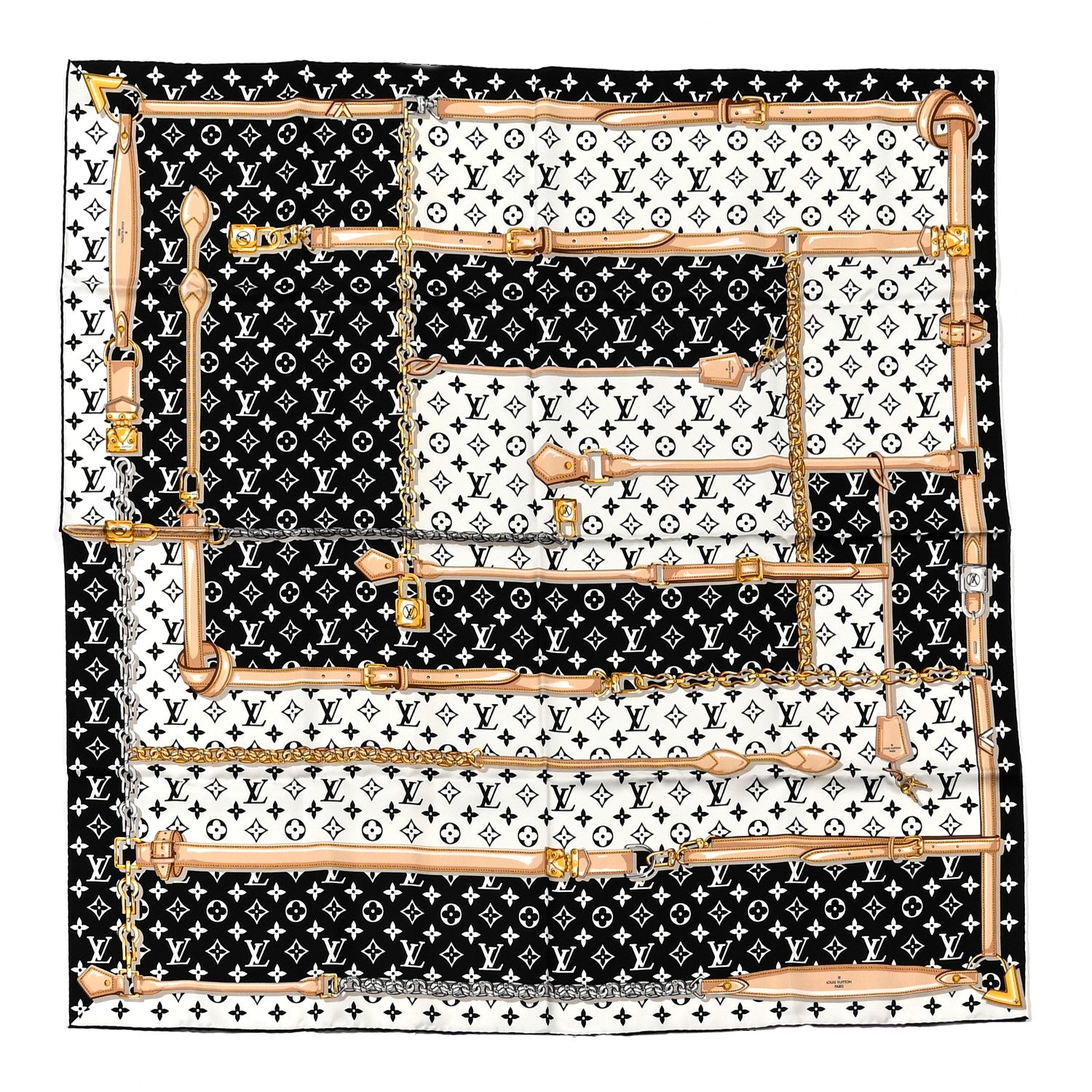 Louis Vuitton Silk Monogram Confidential Square Scarf Black 1 of 3