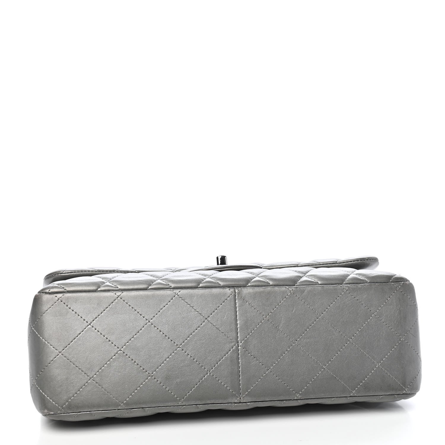 Chanel Metallic Lambskin Quilted Jumbo Double Flap Grey 4 of 13
