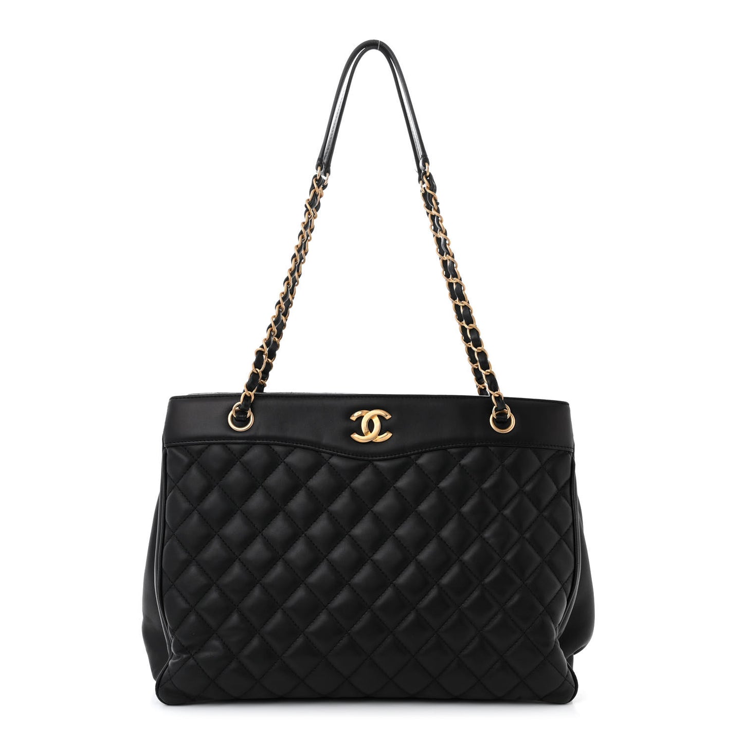 Lambskin Quilted Coco Vintage Tote Black