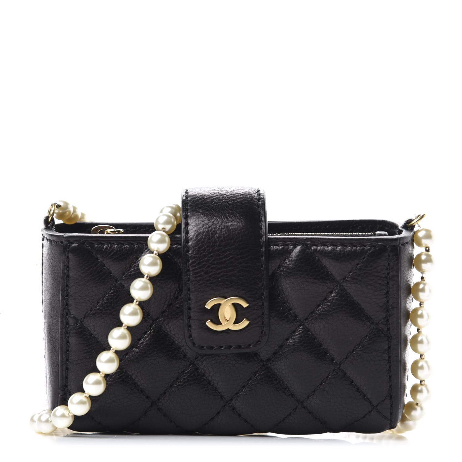 Chanel Calfskin Quilted Pearl Chain Love Symbols Mini Bag Black 1 of 11