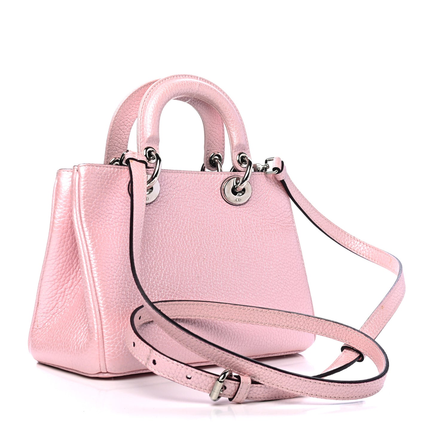Metallic Bullcalf Mini Diorissimo Tote Pink