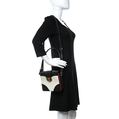 Prada Saffiano Bi-Color Top Handle Bag White Black 2 of 12