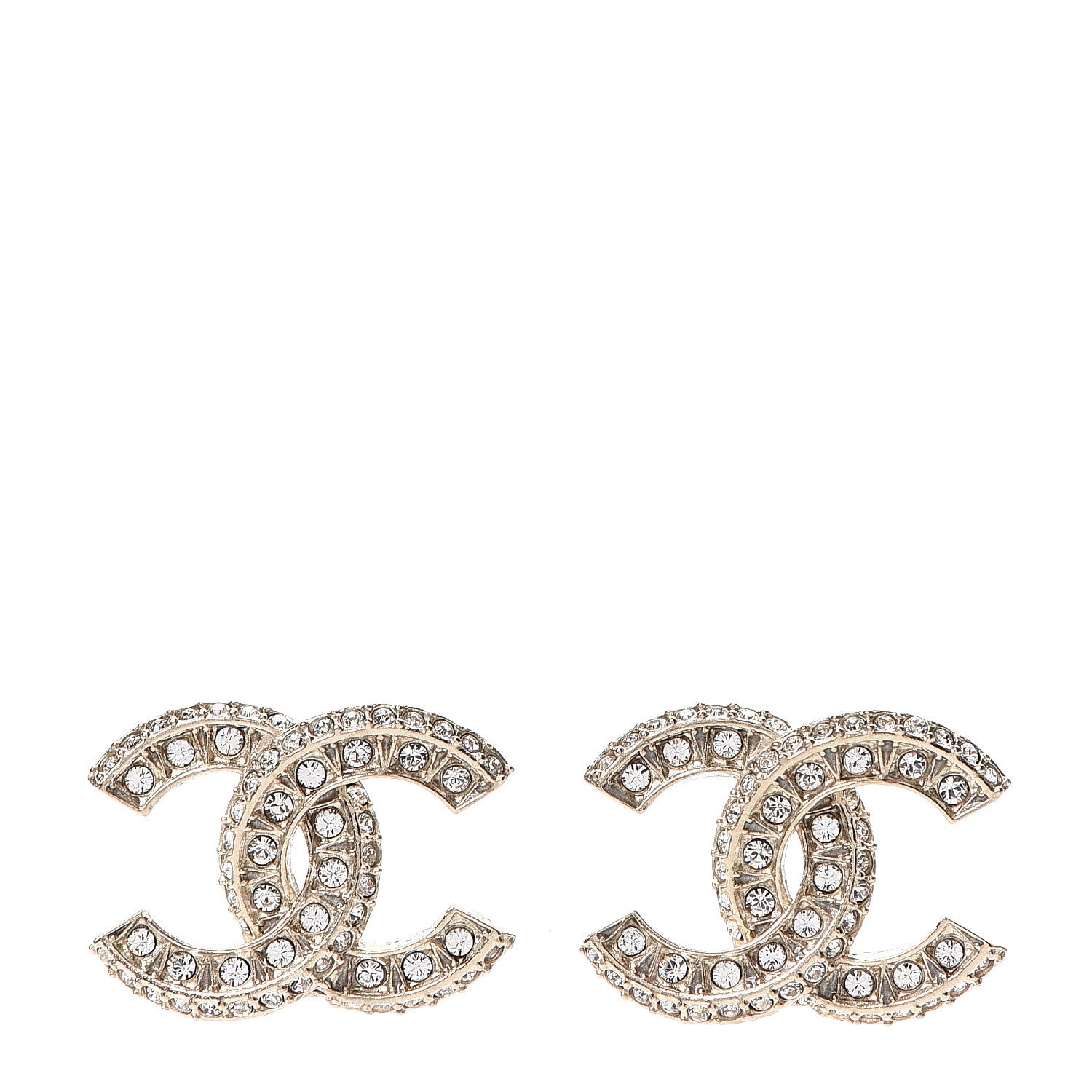 Chanel Crystal 90’s Icon CC Stud Earrings Gold 1 of 4