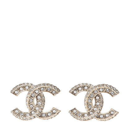 Chanel Crystal 90’s Icon CC Stud Earrings Gold 1 of 4