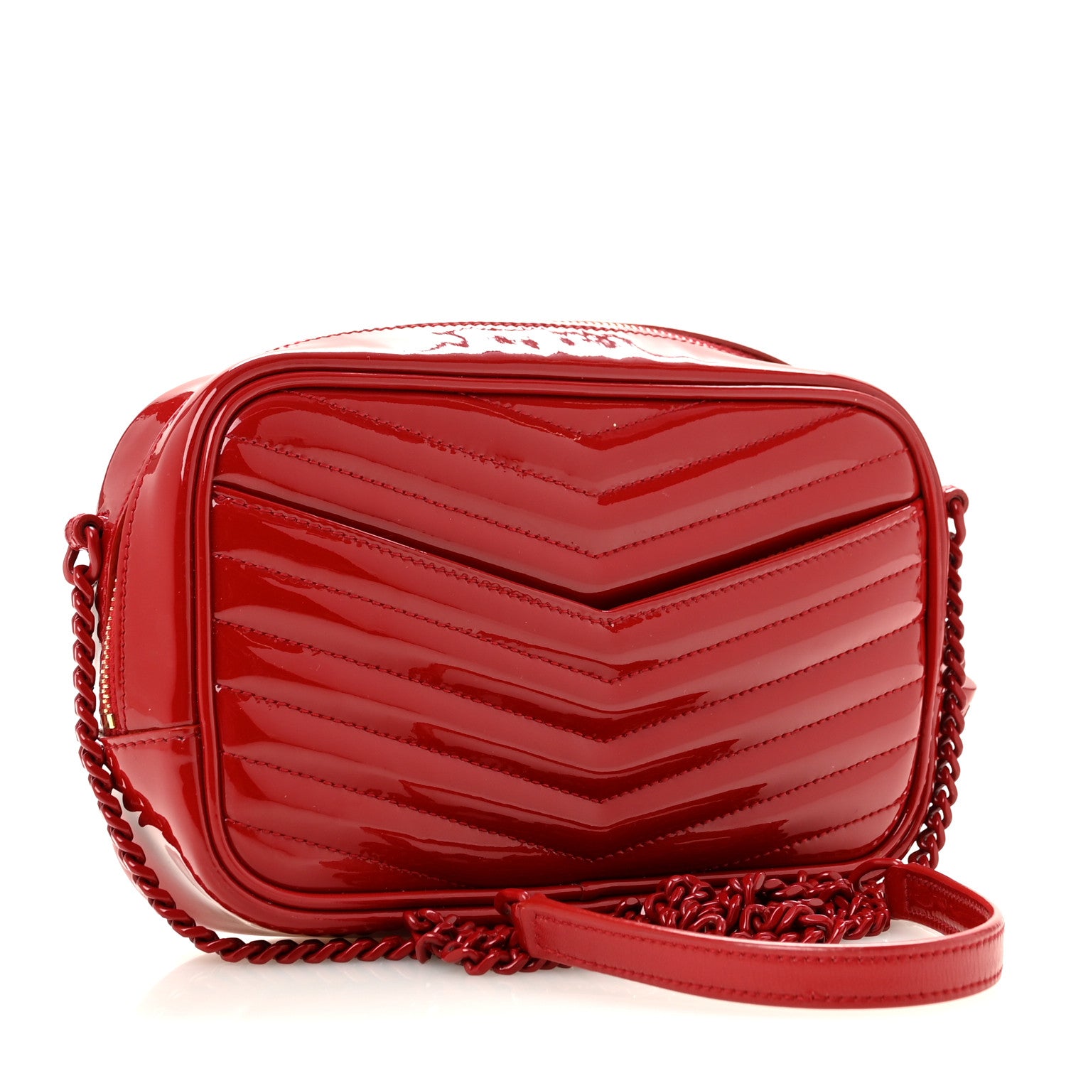 Saint Laurent Patent Calfskin Matelasse Monogram Mini Lou Camera Bag Eros Red 3 of 12