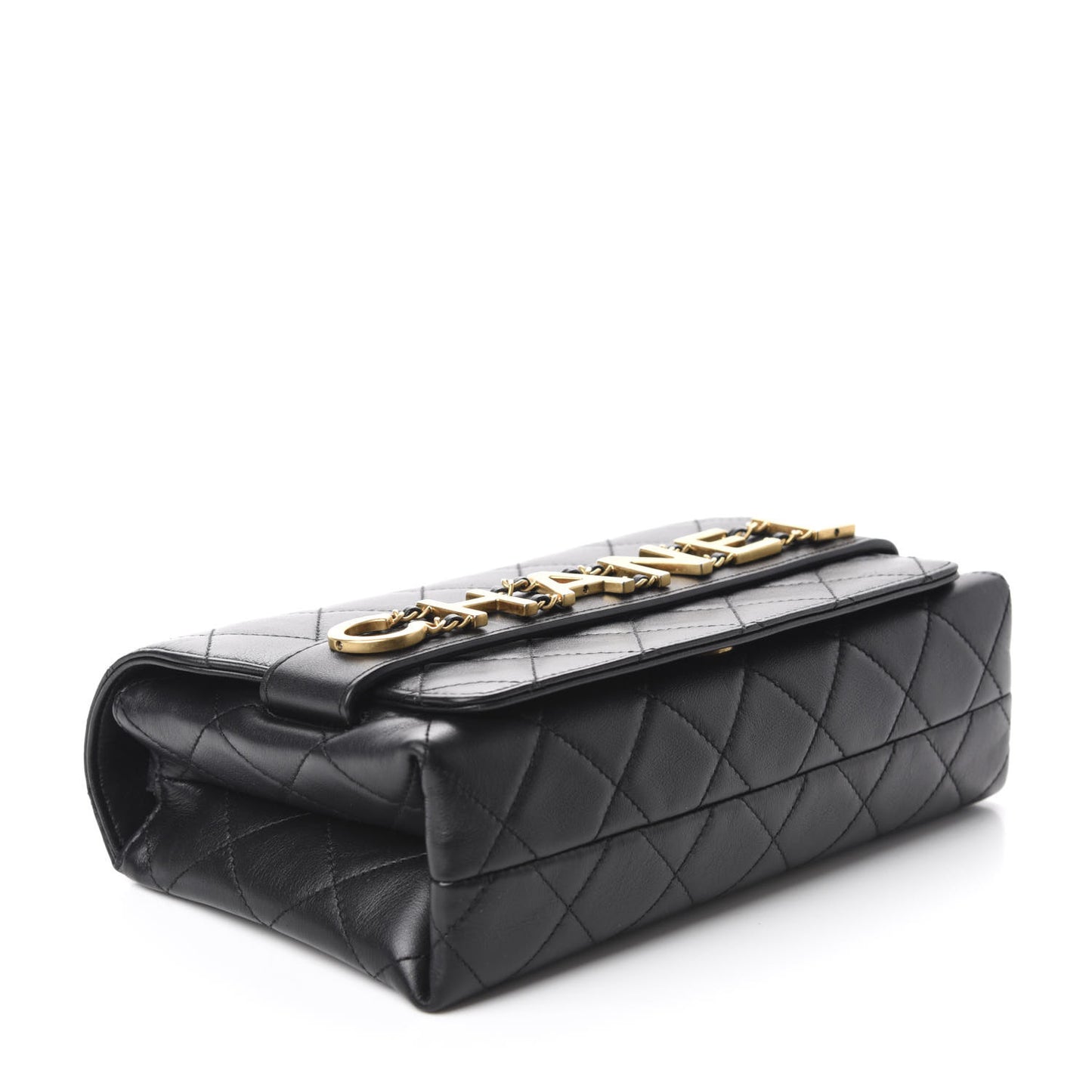 Calfskin Quilted Enchained Flap Black