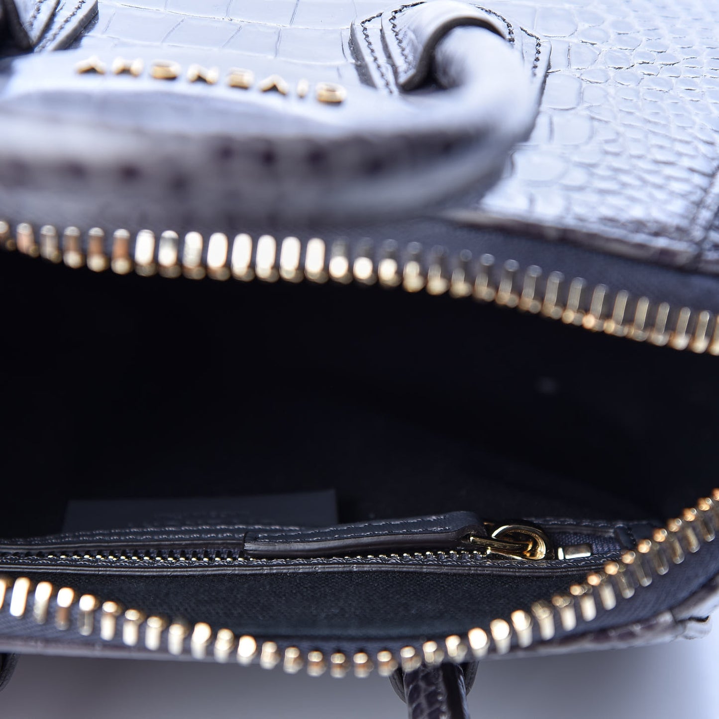 Calfskin Crocodile Embossed Mini Antigona Storm Grey