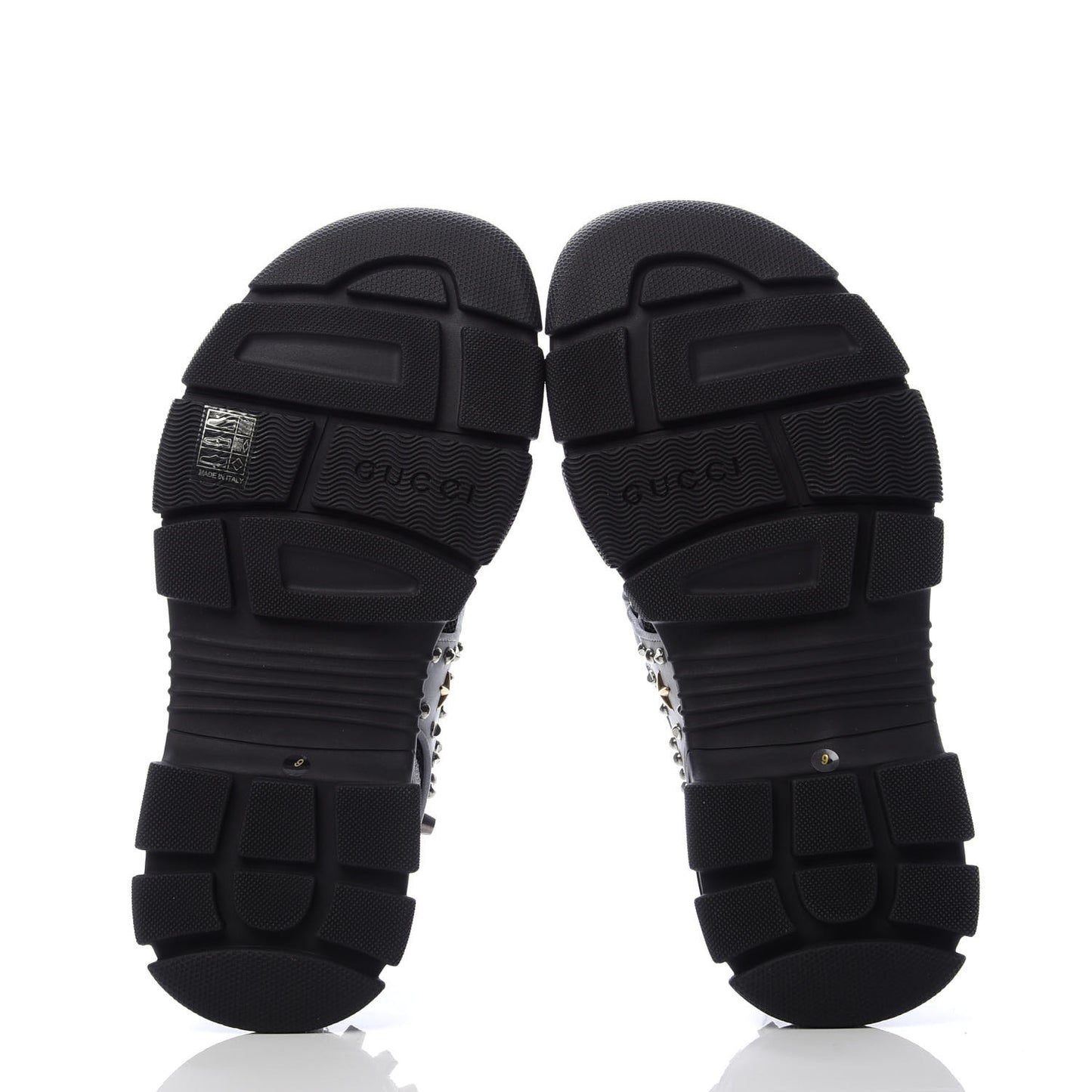 Technical Canvas Calfskin Reflective Studded Mens Aguru Sandals 9 Silver Black