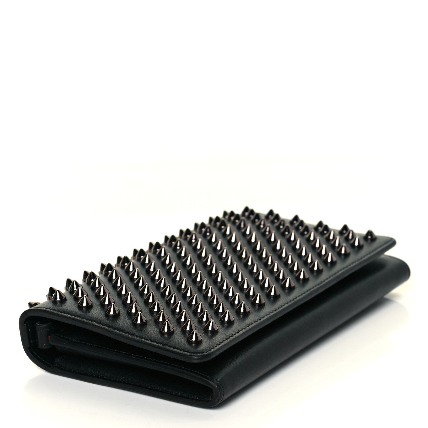 Christian Louboutin Calfskin Macaron Spiked Flap Wallet Black 4 of 10