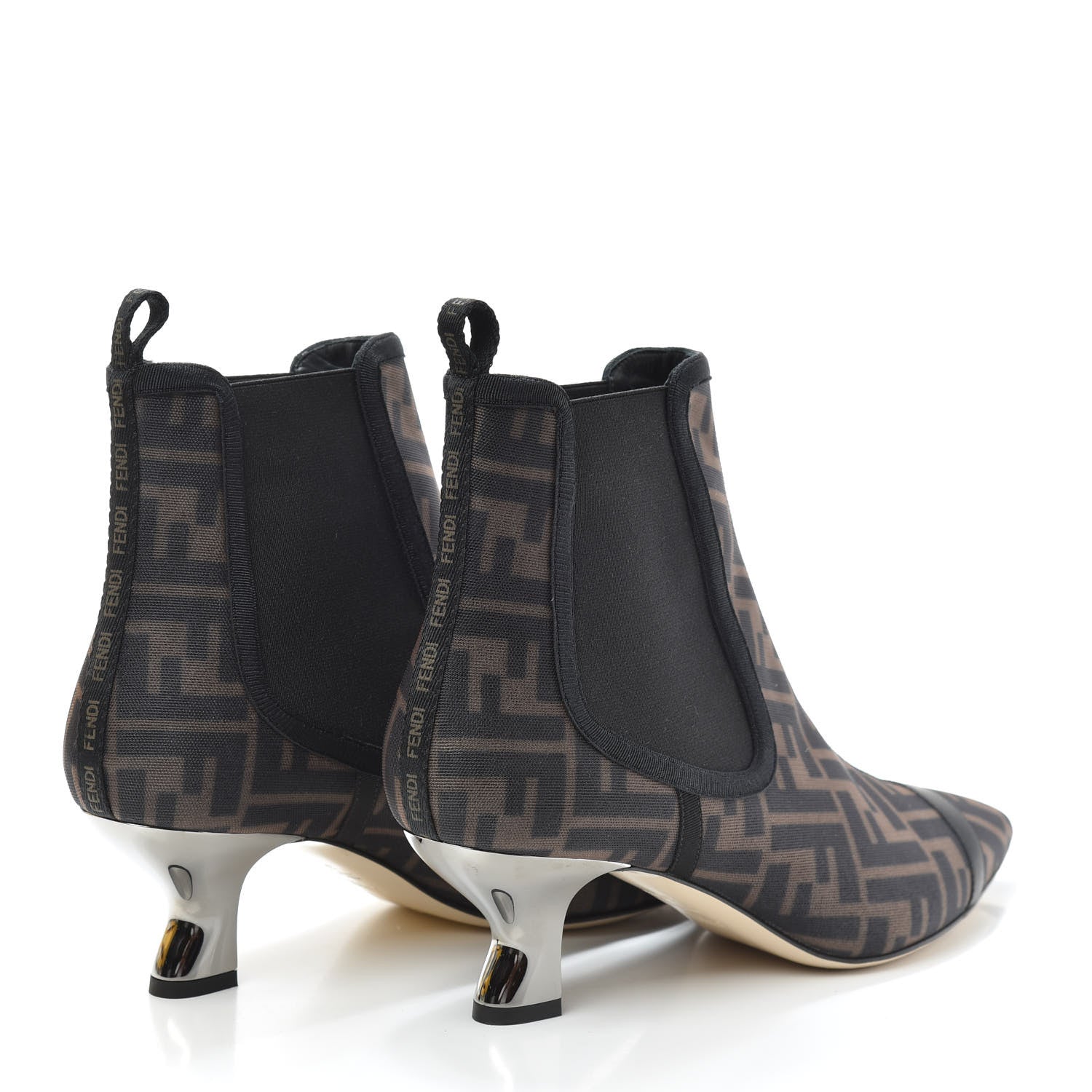 Fendi Mesh Tulle FF Colibri 55mm Ankle Booties 39.5 Tobacco Moro Black 3 of 7