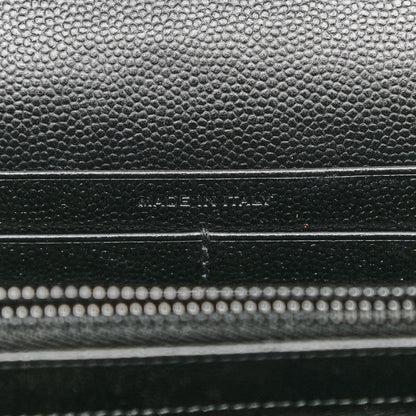 Saint Laurent Grain De Poudre Matelasse Chevron Monogram Chain Wallet Black 6 of 10