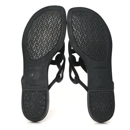 Hermes Rubber Womens Egerie Sandals 38 Black 6 of 10
