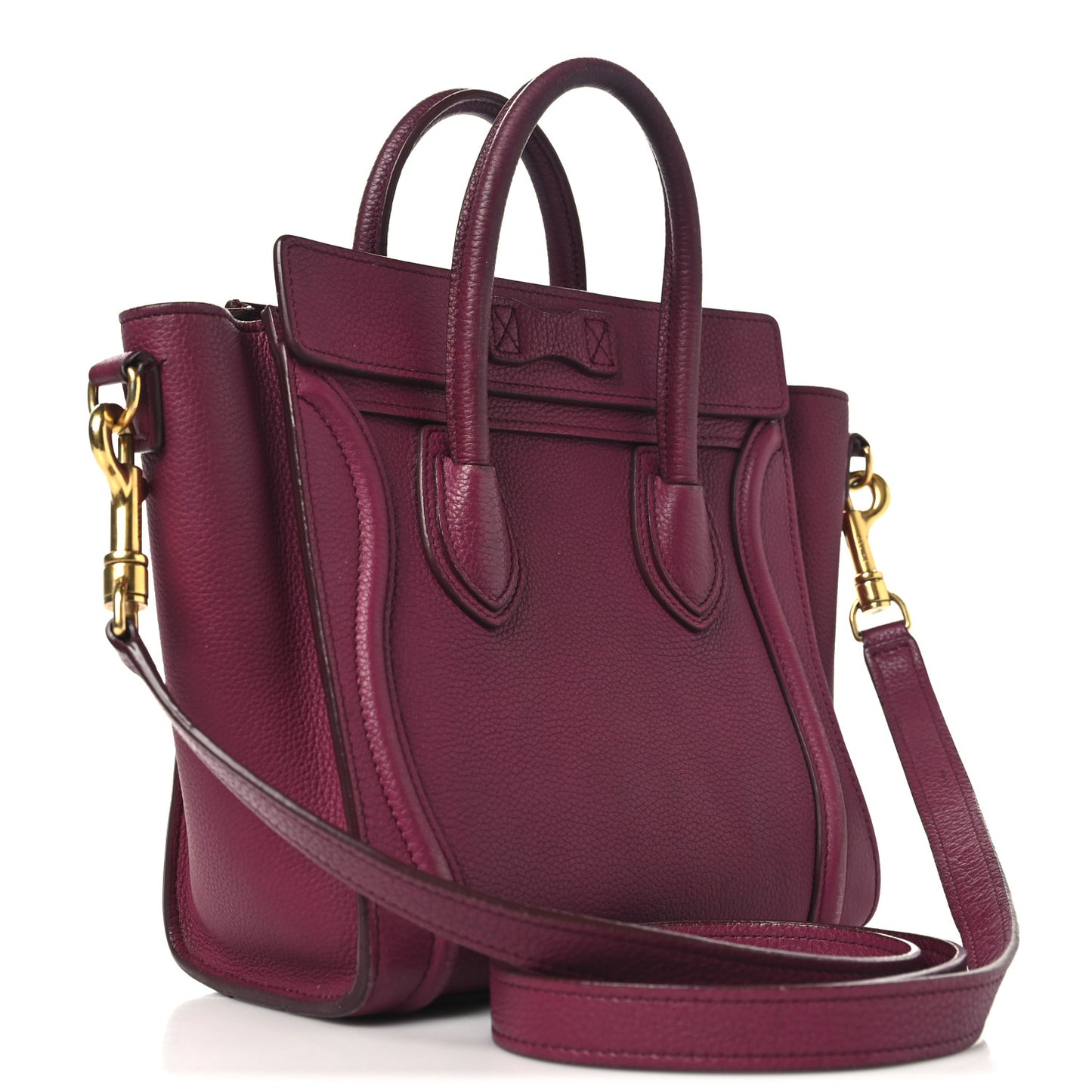 Drummed Calfskin Nano Luggage Plum