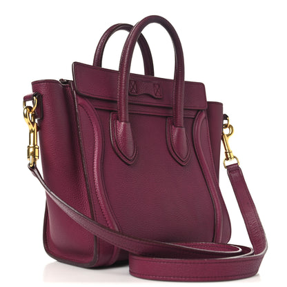 Celine Drummed Calfskin Nano Luggage Plum 2 of 11
