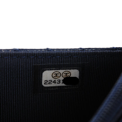 Chanel Caviar Chevron Wallet On Chain WOC Navy 7 of 7