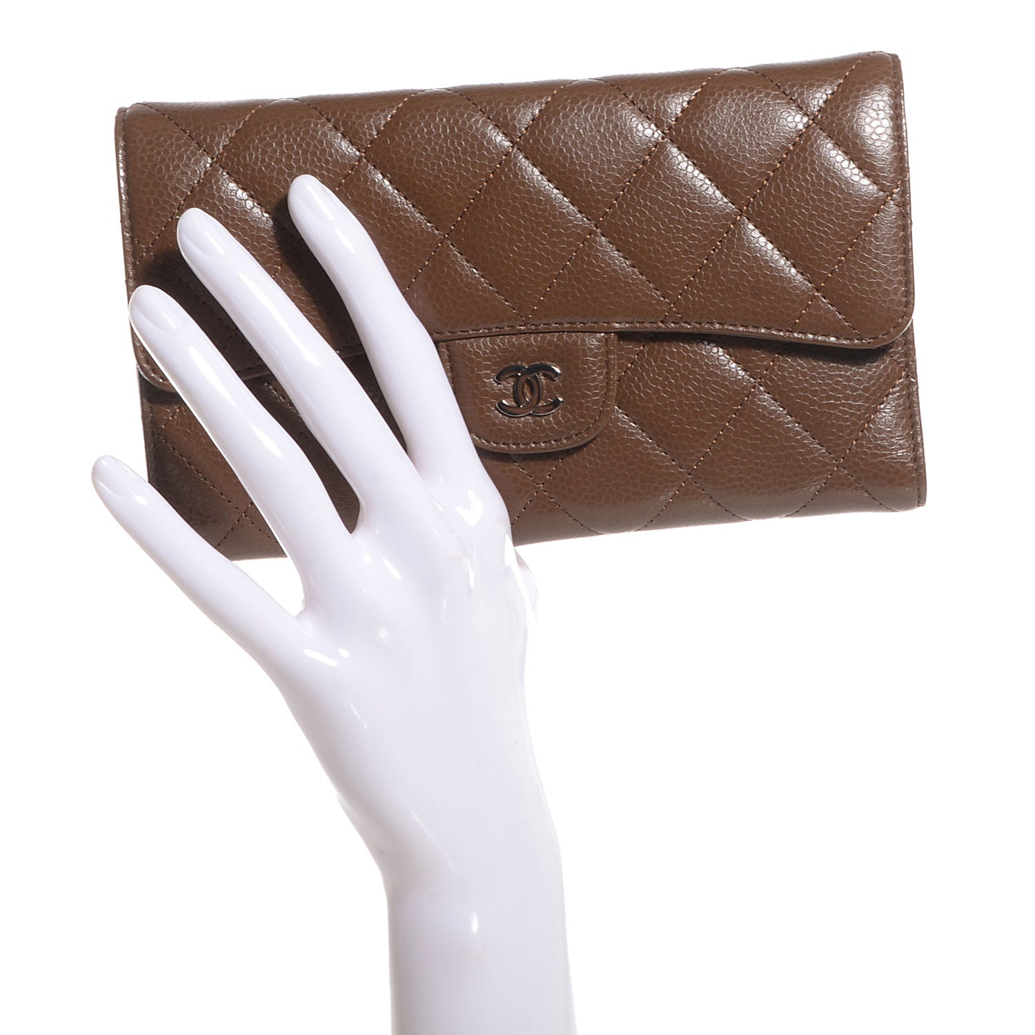 Chanel Caviar Quilted Large Flap Wallet Brown 2 of 9