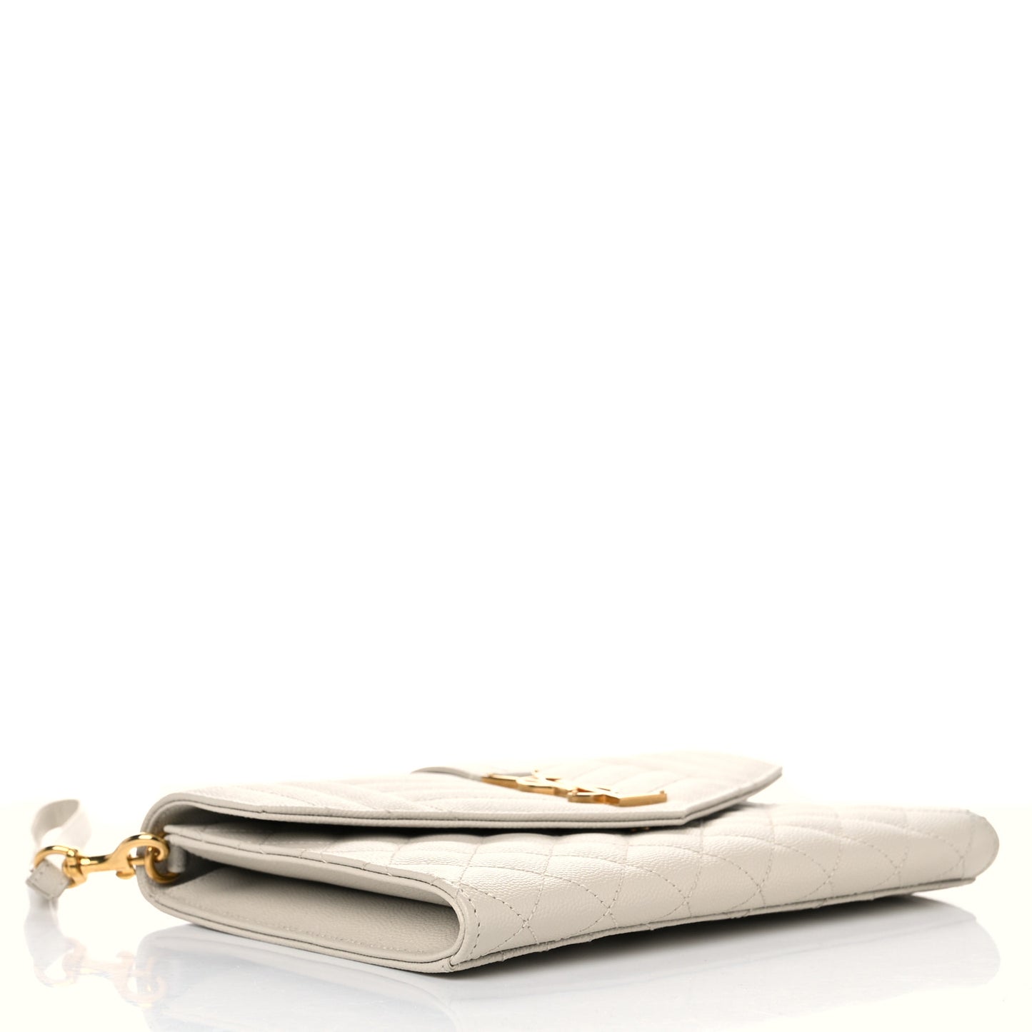 Grain De Poudre Textured Mixed Matelasse Triquilt Monogram Clutch Blanc Vintage