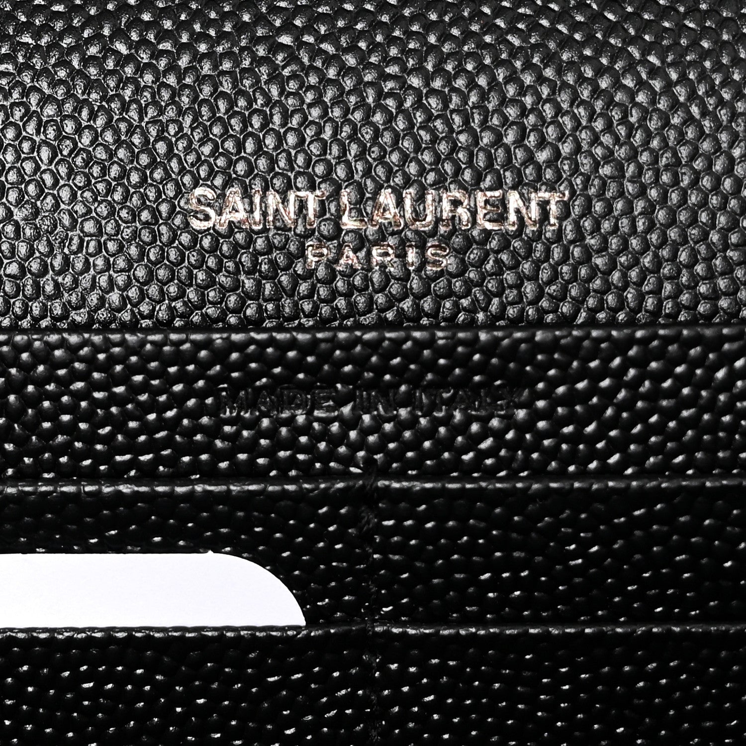 Saint Laurent Grain De Poudre Matelasse Chevron Monogram Monochrome Chain Wallet Black 6 of 10