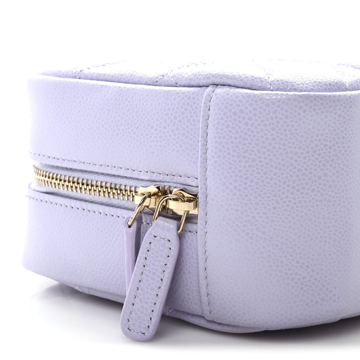 Caviar Quilted Medium Curvy Pouch Cosmetic Case Light Purple