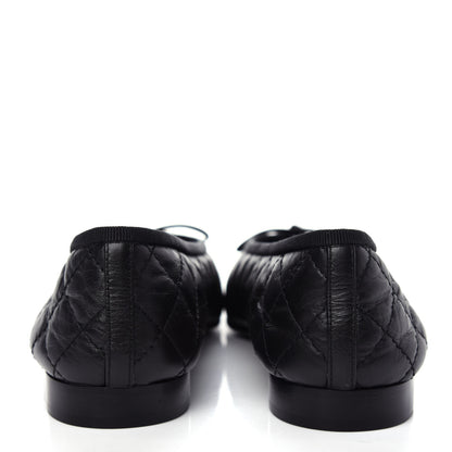 Chanel Aged Calfskin Quilted Cap Toe Ballerina Flats 39.5 Black 7 of 11