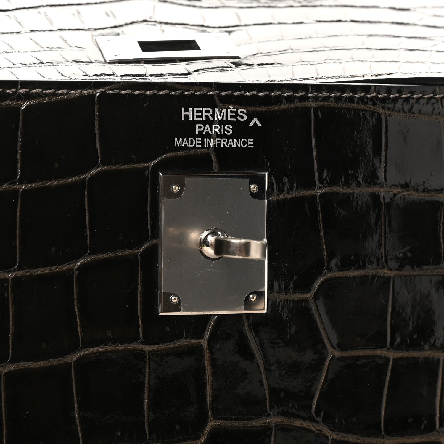 Hermes Shiny Porosus Crocodile Kelly Sellier 35 Graphite 6 of 10