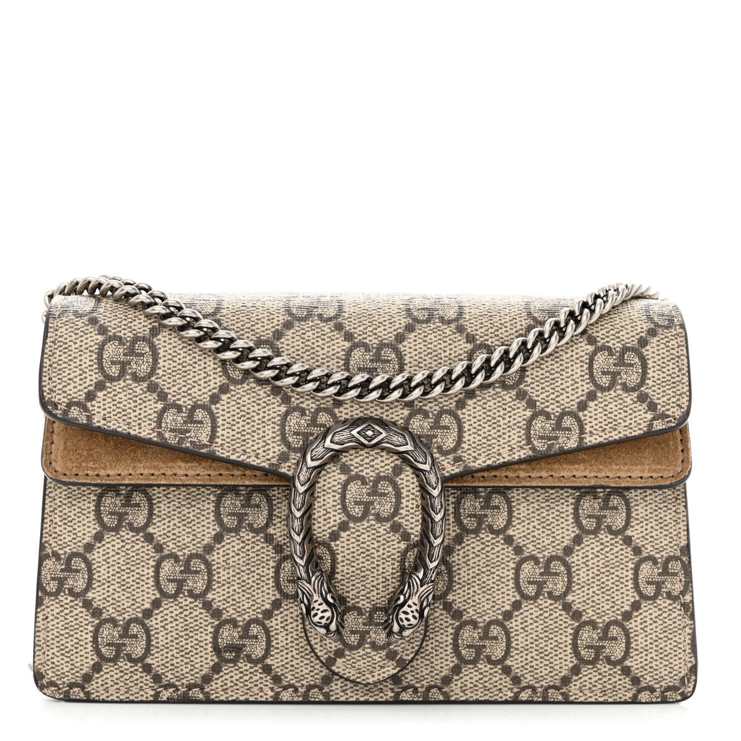 Gucci GG Supreme Monogram Super Mini Dionysus Shoulder Bag Taupe 1 of 12
