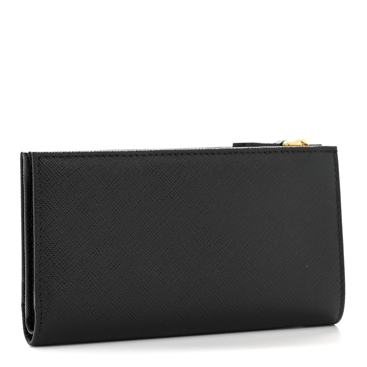 Saffiano Triangle Continental Zip Wallet Black