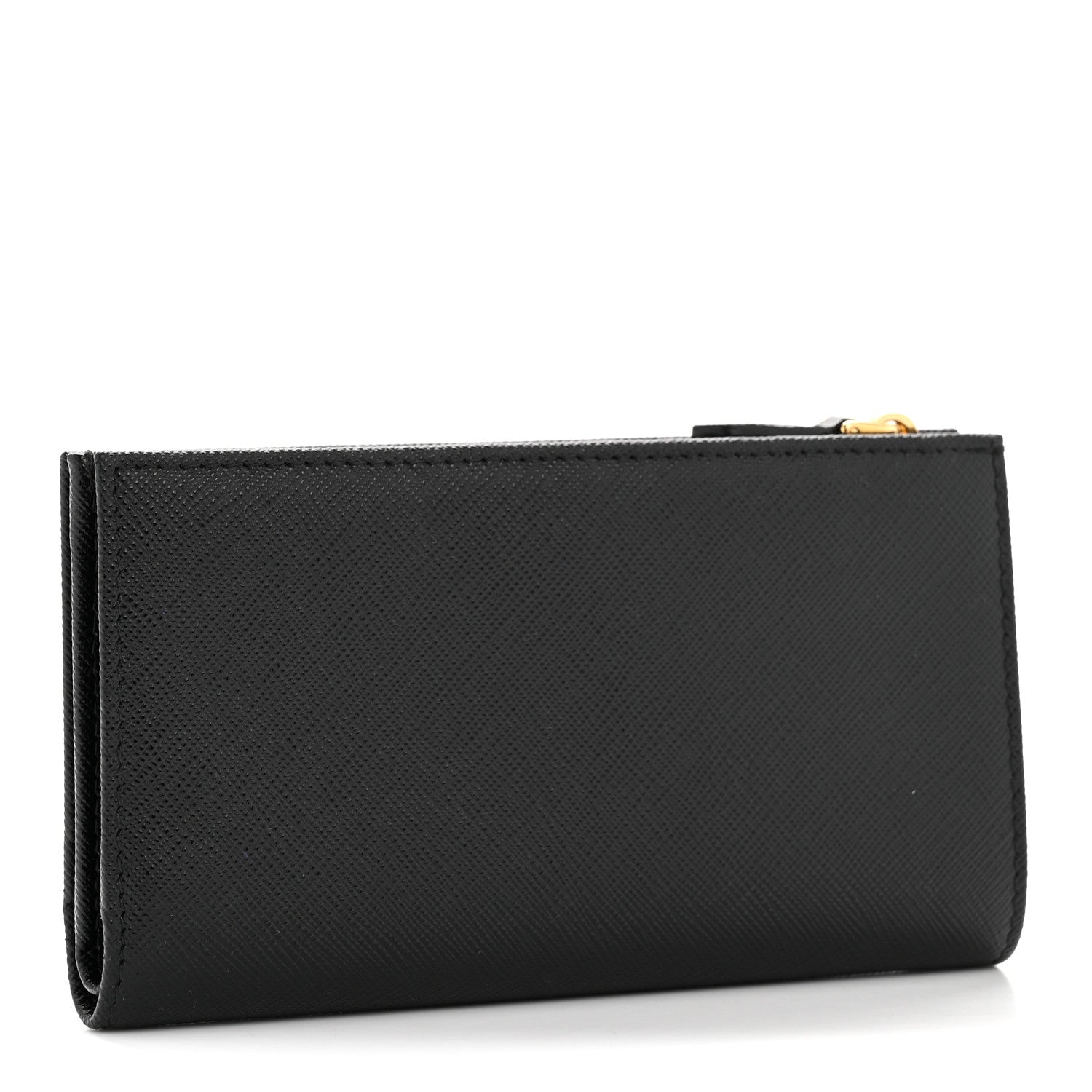 Prada Saffiano Triangle Continental Zip Wallet Black 3 of 8
