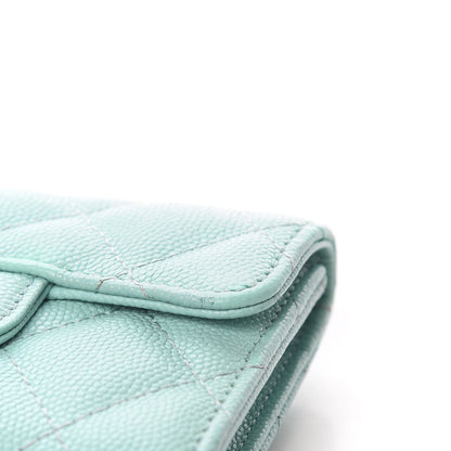 Chanel Caviar Quilted Flap Card Holder Wallet Light Blue 12 of 13