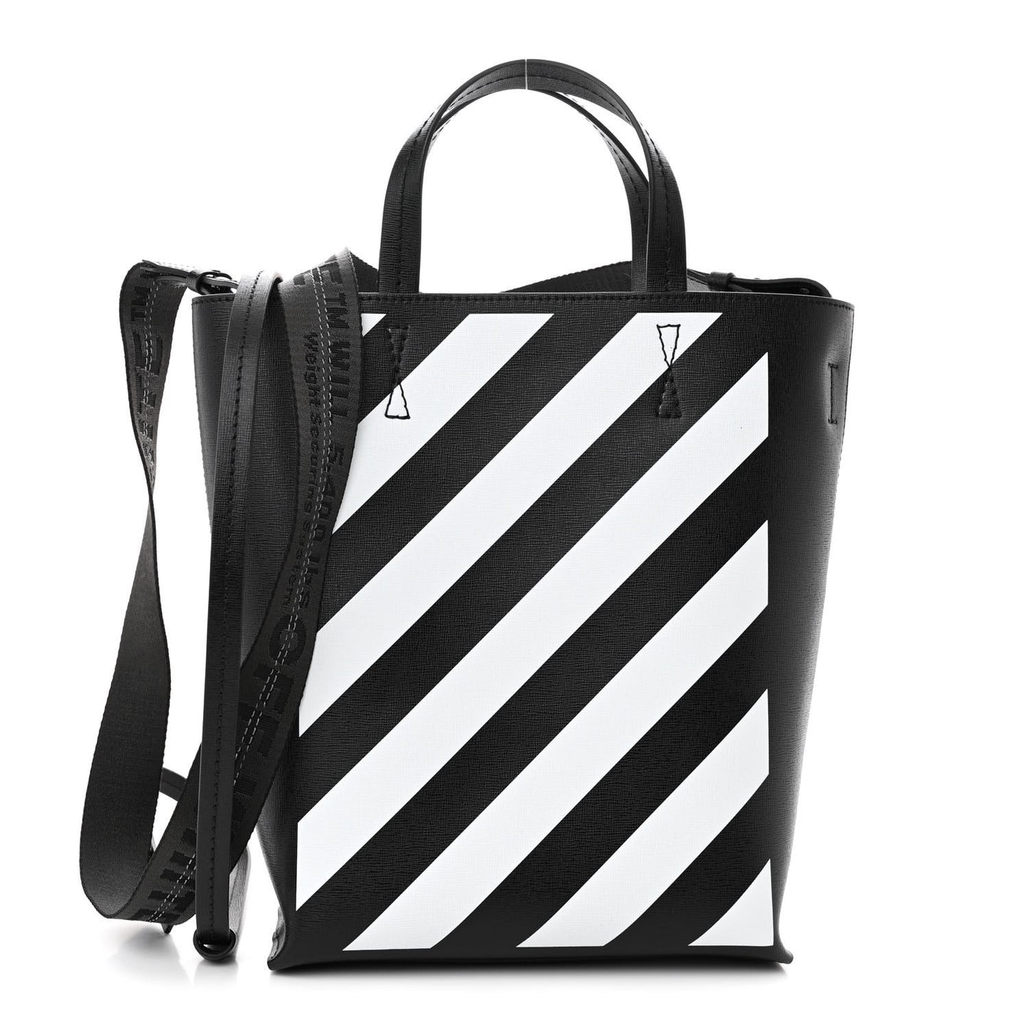 Saffiano Striped Diag Tote Black