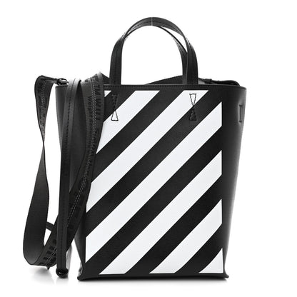 Off-White Saffiano Striped Diag Tote Black 1 of 9