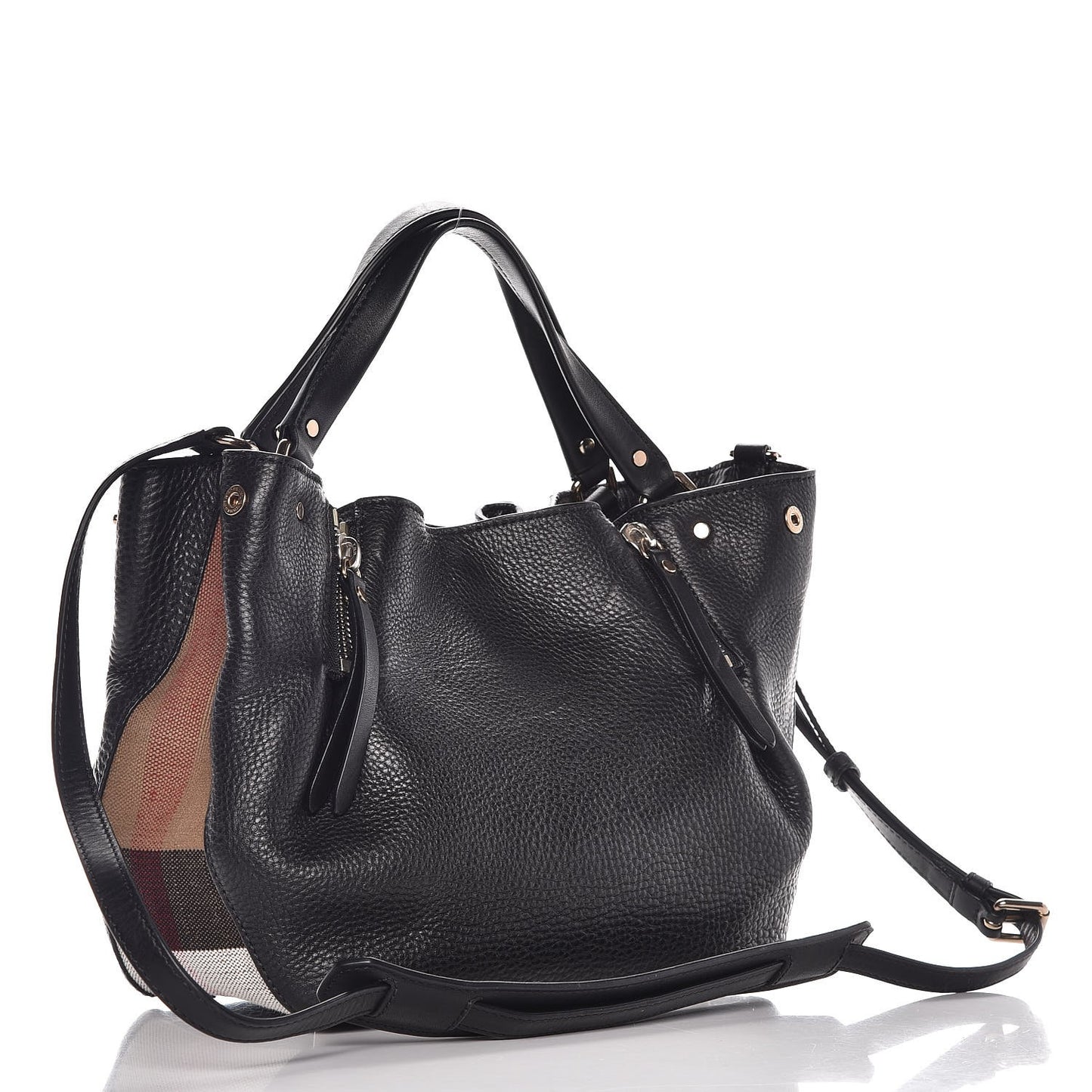 Grainy Calfskin House Check Small Maidstone Black