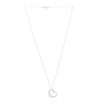 Tiffany Sterling Silver 22mm Elsa Peretti Open Heart Pendant Necklace 3 of 6